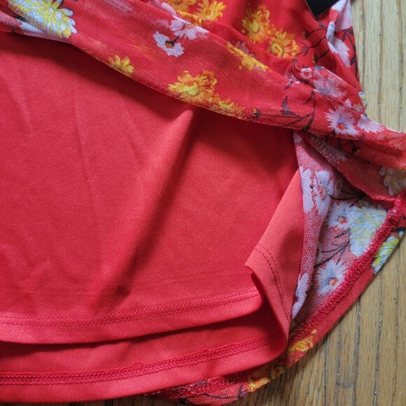 Cocomo Womens Floral Long Sleeve Blouse 1X Orange Yellow Pink Button-Front Top - Picture 7 of 7